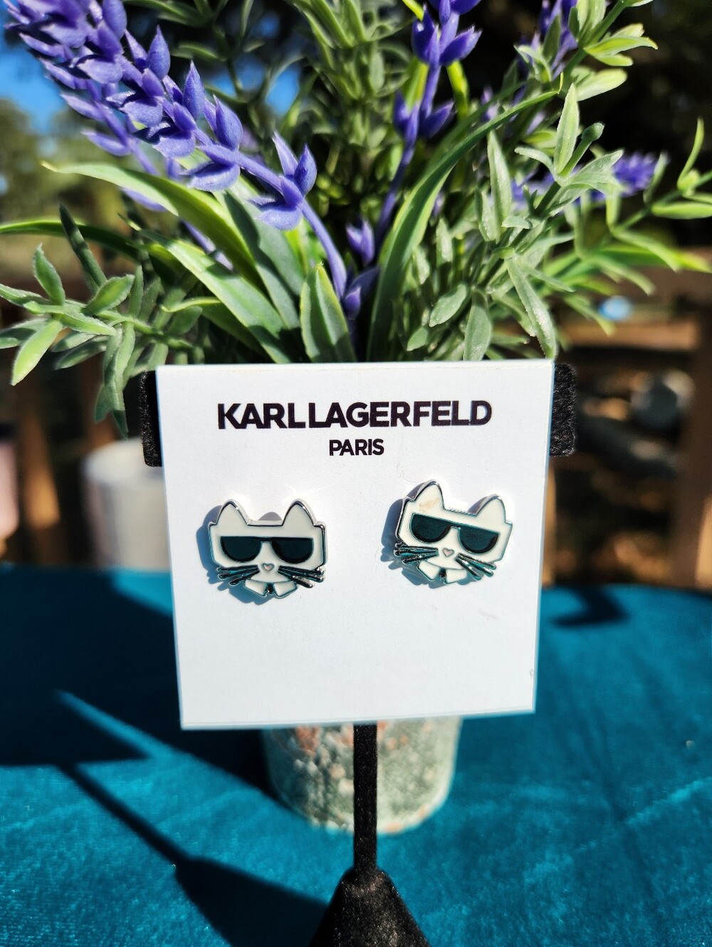 Karl Lagerfeld Studded Cat Earrings